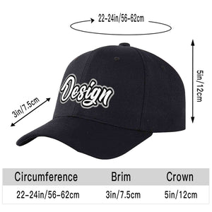 Custom Black White-Black Curved Eaves Sport Design Baseball Cap