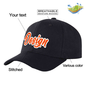 Casquette de baseball personnalisée noire orange-blanche avec avant-toit incurvé