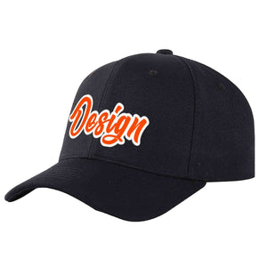 Casquette de baseball personnalisée noire orange-blanche avec avant-toit incurvé