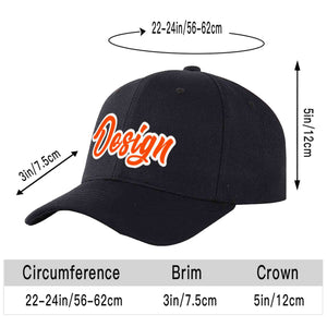 Casquette de baseball personnalisée noire orange-blanche avec avant-toit incurvé