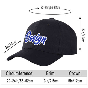 Custom Black Royal-White Curved Eaves Sport Design Baseball Cap