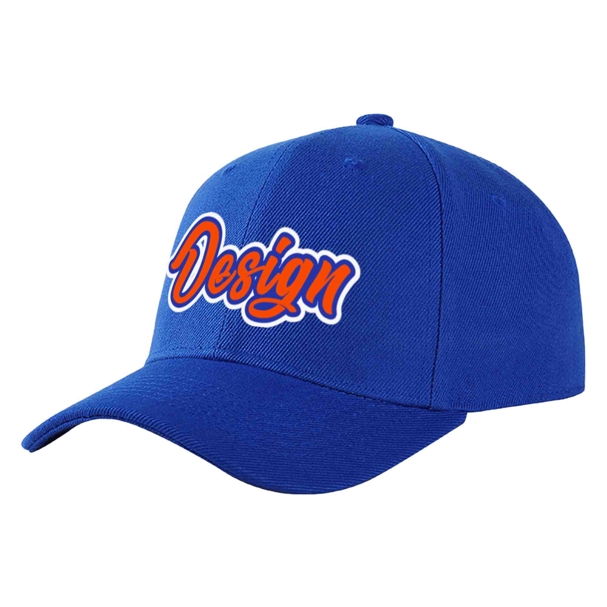 Custom Royal Orange-Royal Curved Eaves Sport Design Baseball Cap