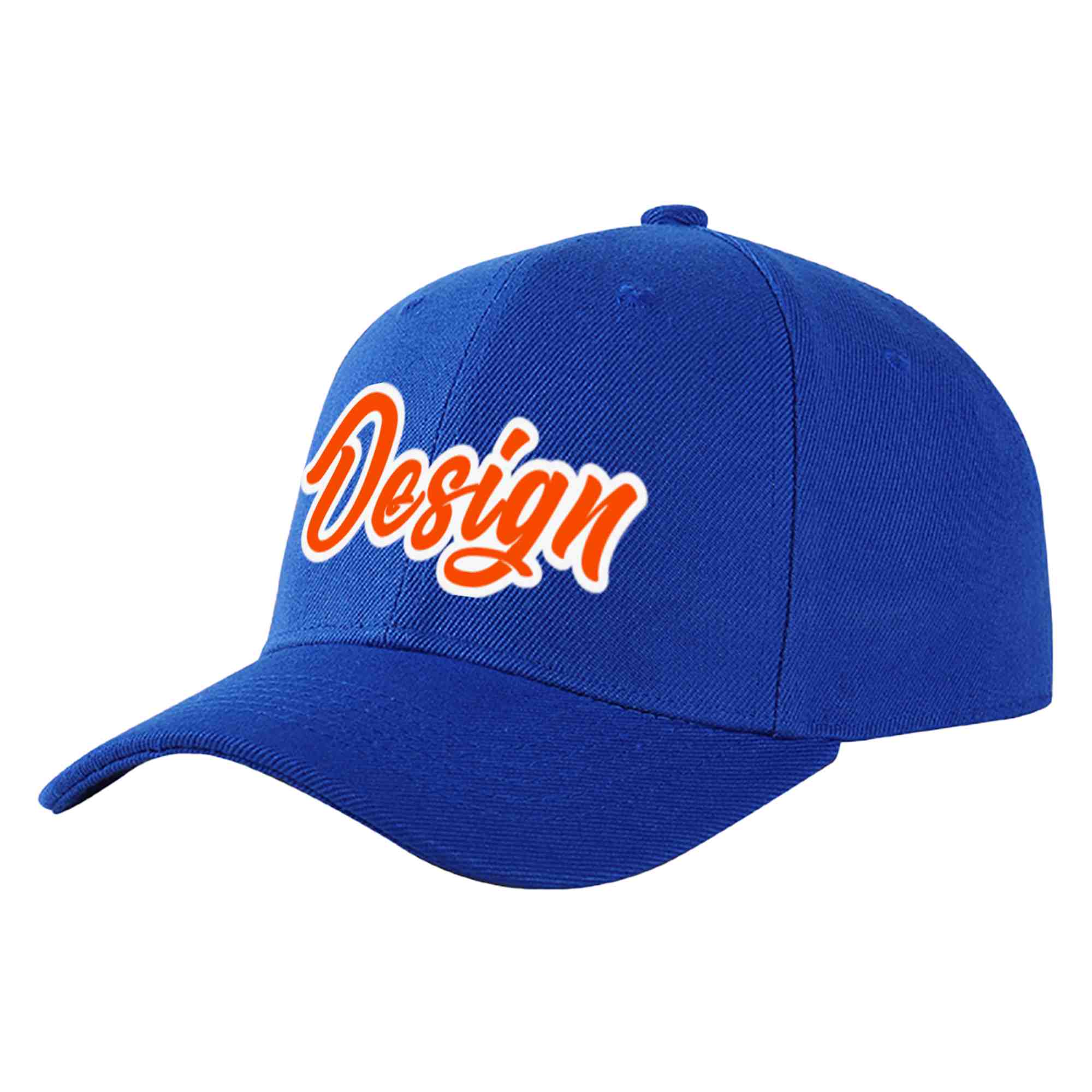 Custom Royal Orange-White Curved Eaves Sport Design Baseball Cap