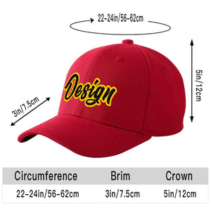 Custom Red Black-Gold Curved Eaves Sport Design Baseball Cap