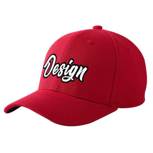 Custom Red White-Black Curved Eaves Sport Design Baseball Cap