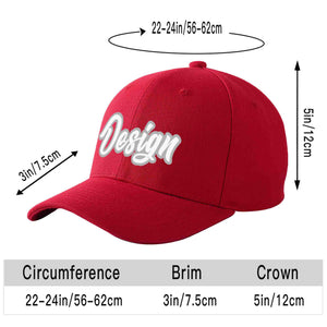 Custom Red White-Gray Curved Eaves Sport Design Baseball Cap