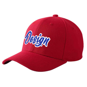 Casquette de baseball personnalisée rouge royal-blanc courbé Eaves Sport Design