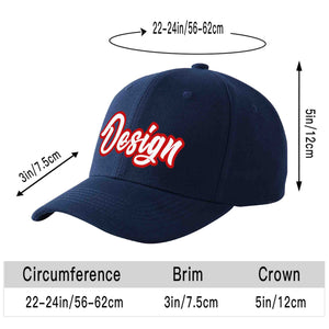 Casquette de baseball personnalisée bleu marine blanc-rouge avec avant-toit incurvé