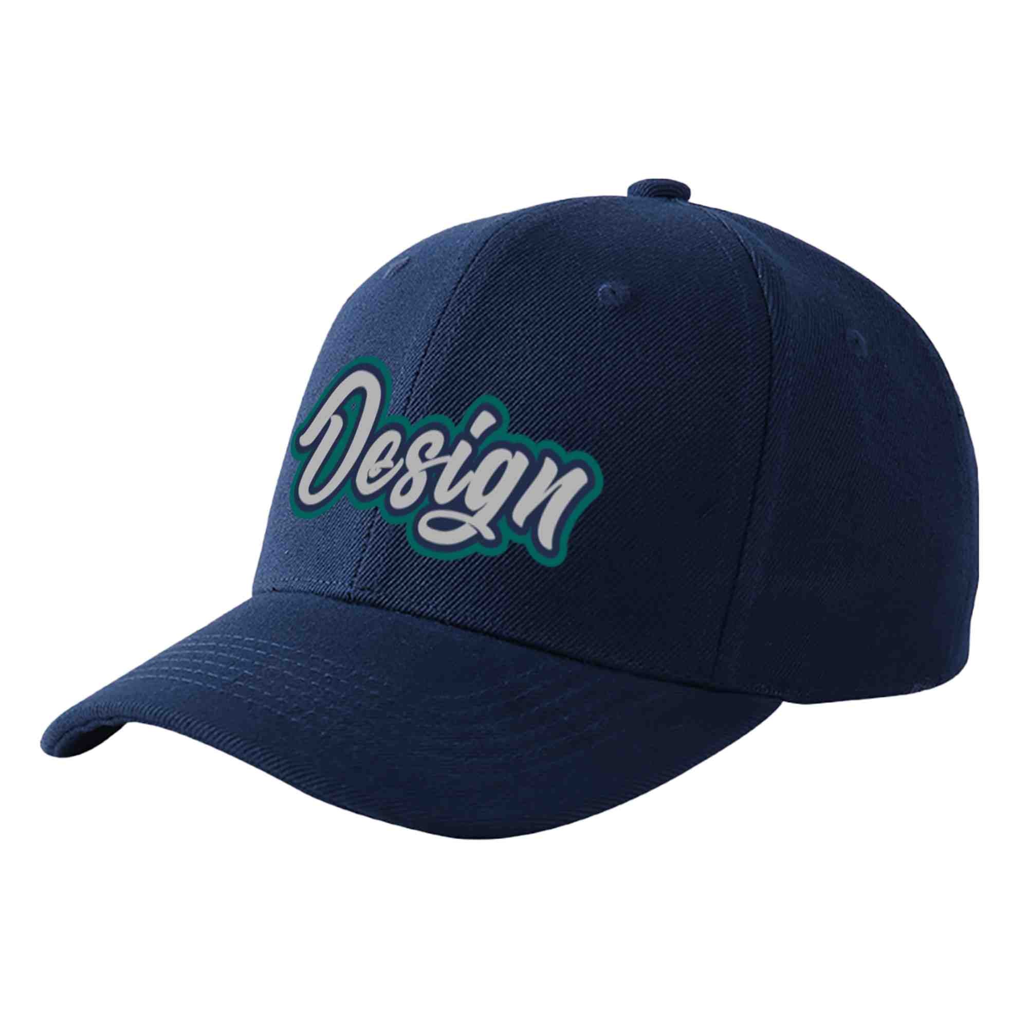 Custom Navy Gray-Navy Curved Eaves Sport Design Baseball Cap