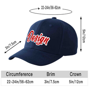 Casquette de baseball personnalisée bleu marine rouge-blanc avec avant-toit incurvé