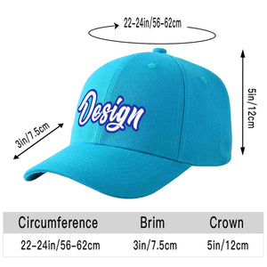 Casquette de baseball personnalisée Aqua White-Royal Curved Eaves Sport Design