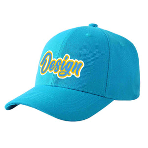 Casquette de baseball personnalisée Aqua Powder bleu-or courbée Eaves Sport Design