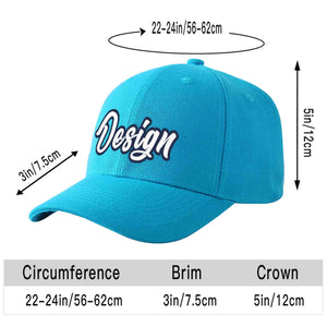 Custom Aqua White-Navy Curved Eaves Sport Design Baseball Cap