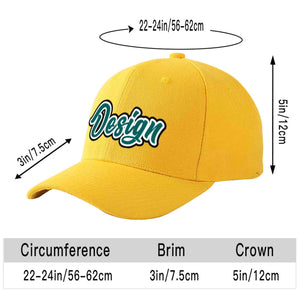 Custom Gold Aqua-White Curved Eaves Sport Design Baseball Cap