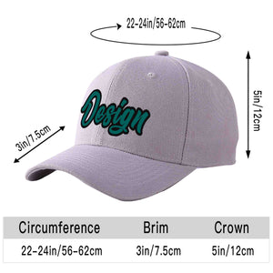 Casquette de baseball personnalisée gris aqua-noir incurvée Eaves Sport Design