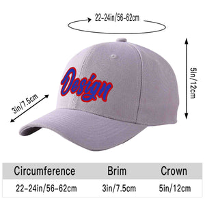 Custom Gray Royal-Red Curved Eaves Sport Design Baseball Cap