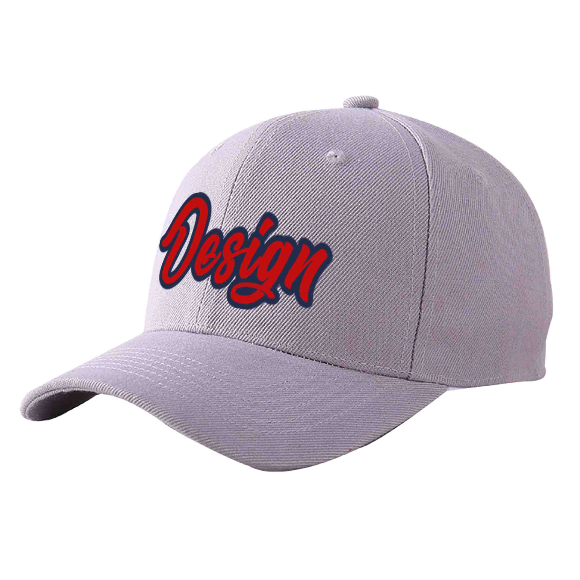 Casquette de baseball courbée Eaves Sport Design personnalisée gris rouge-marine