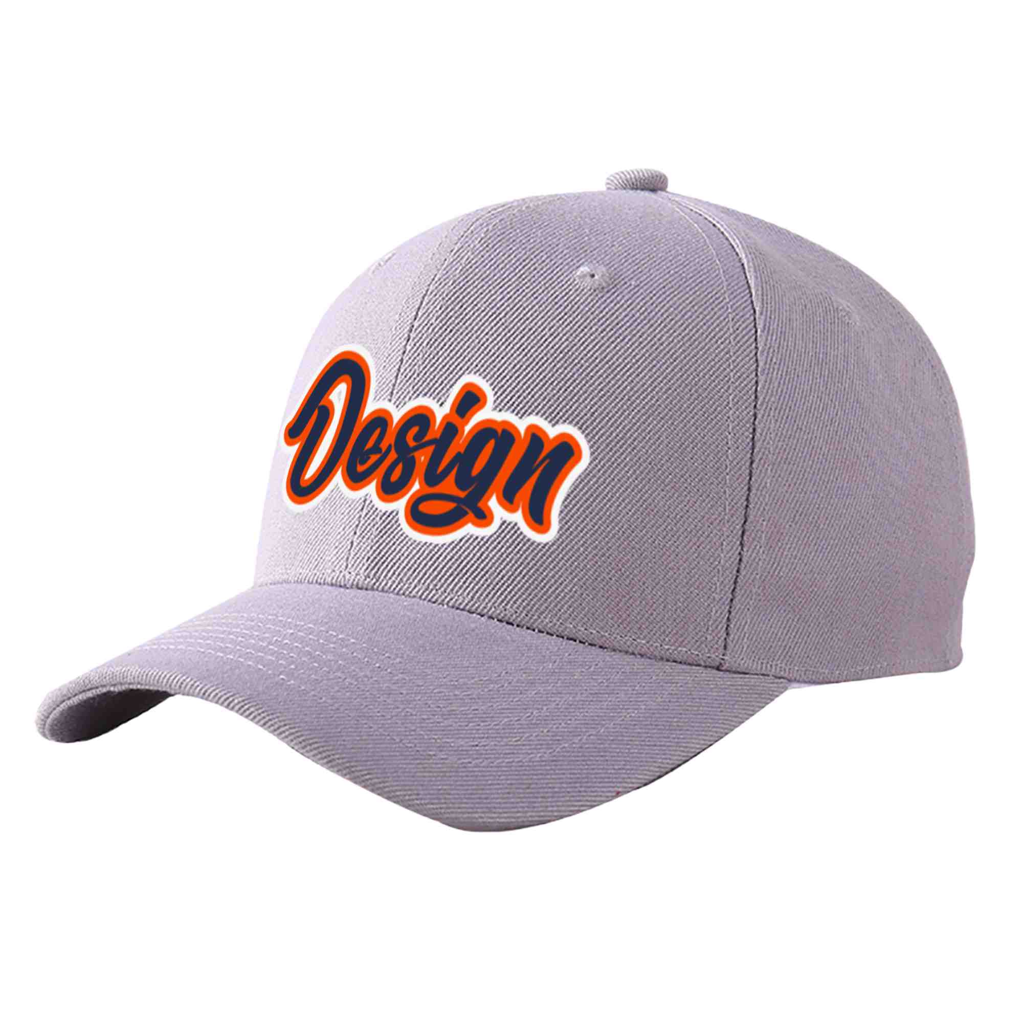 Casquette de baseball courbée Eaves Sport Design personnalisée gris marine-orange