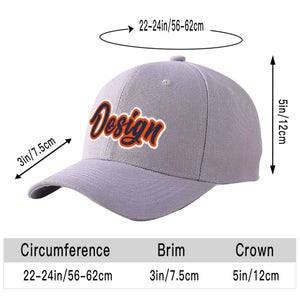 Custom Gray Navy-Orange Curved Eaves Sport Design Baseball Cap