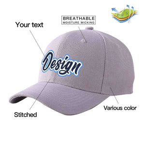 Casquette de baseball personnalisée gris marine-blanc courbé Eaves Sport Design