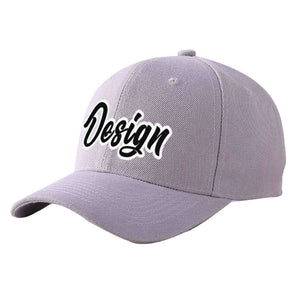 Custom Gray Black-White Curved Eaves Sport Design Baseball Cap