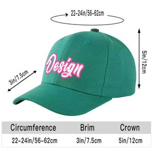 Casquette de baseball incurvée personnalisée vert clair blanc-rose avec avant-toit