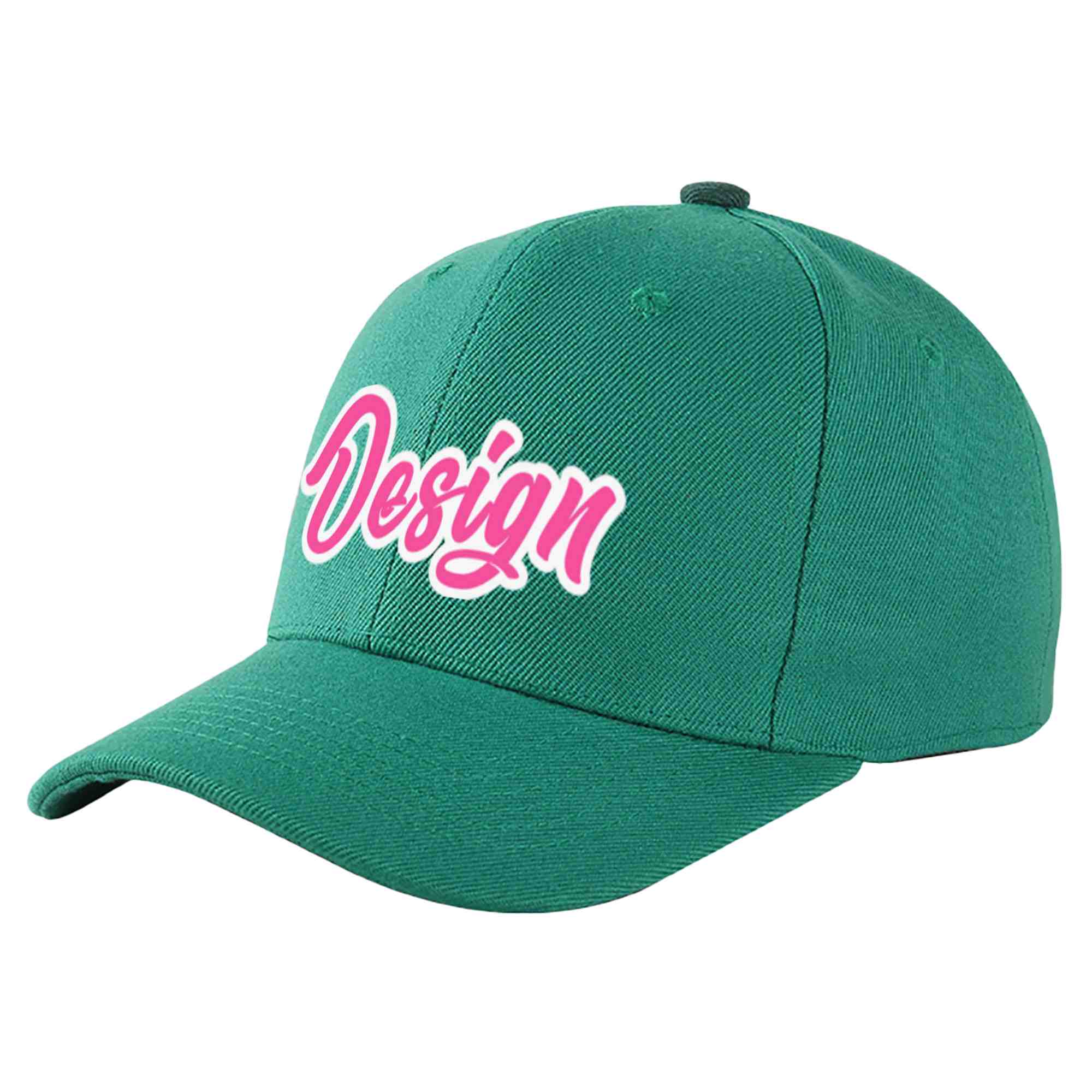 Casquette de baseball incurvée personnalisée vert clair rose-blanc avec avant-toit