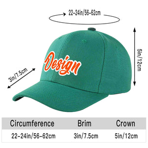 Casquette de baseball incurvée personnalisée vert clair orange-blanc avec avant-toit