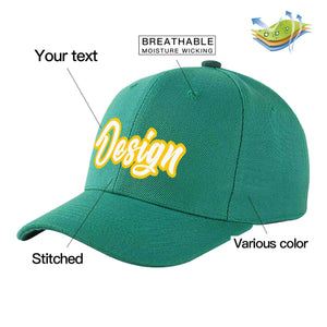 Casquette de baseball incurvée personnalisée vert clair blanc-or avec avant-toit