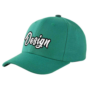 Custom Light Green White-Black Curved Eaves Sport Design Baseball Cap