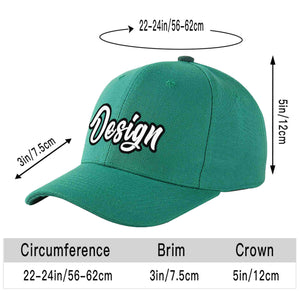 Custom Light Green White-Black Curved Eaves Sport Design Baseball Cap