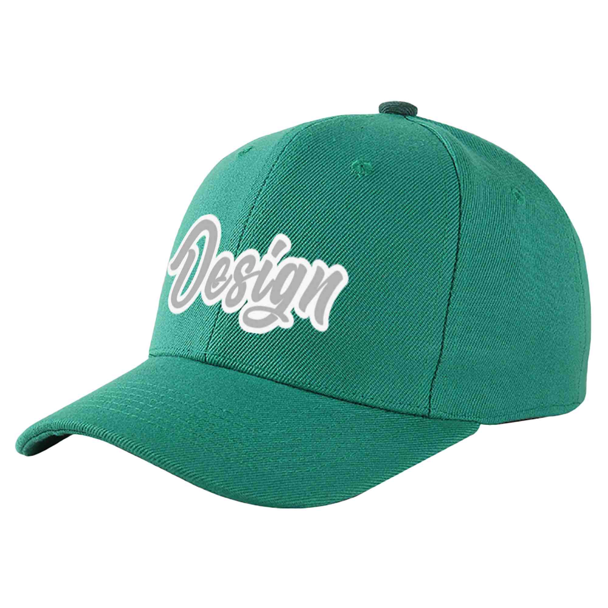 Casquette de baseball personnalisée vert clair blanc-gris avec avant-toit incurvé