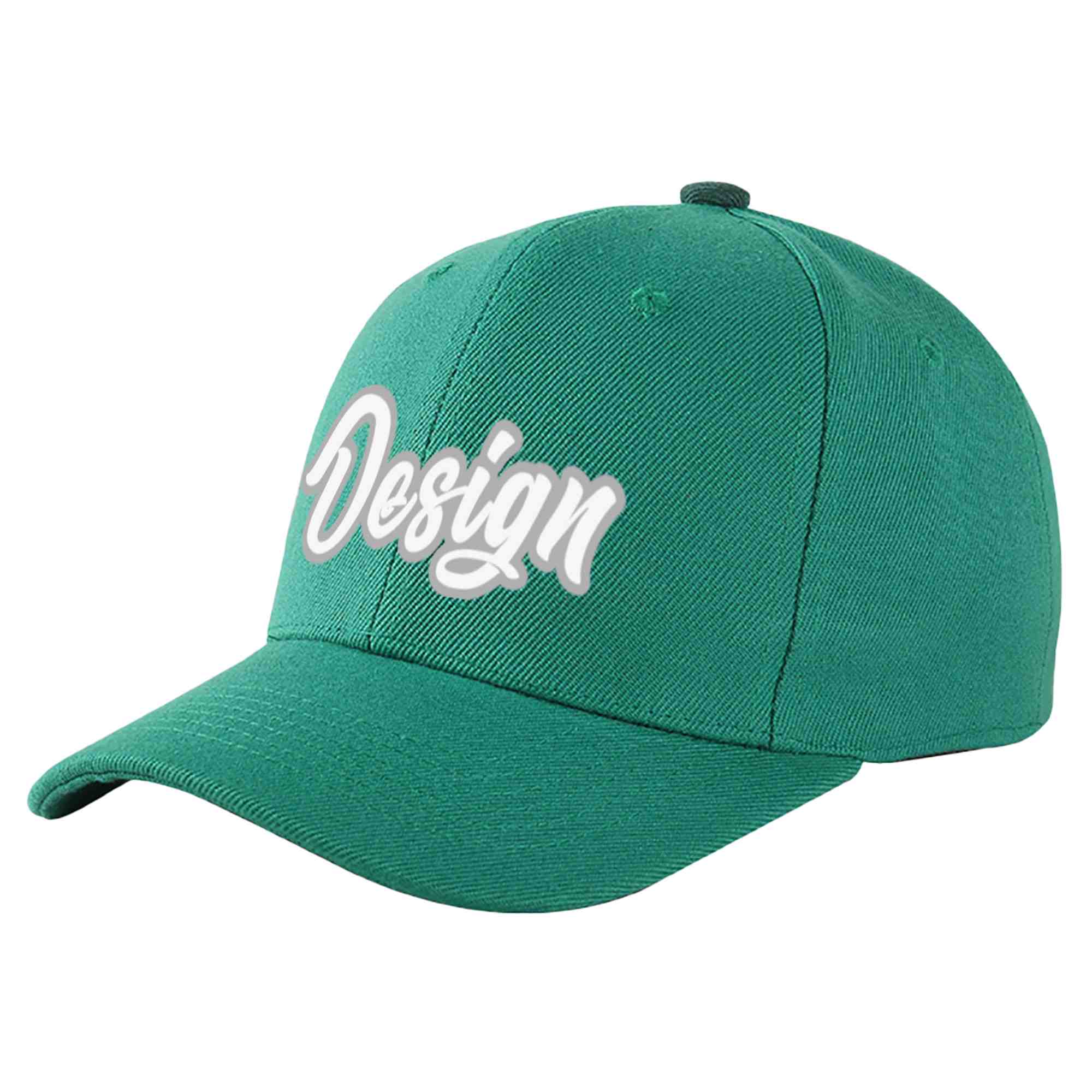 Custom Light Green Gray-White Curved Eaves Sport Design Baseball Cap