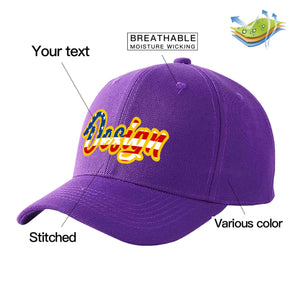 Custom Purple Vintage USA Flag-Gold Curved Eaves Sport Design Baseball Cap