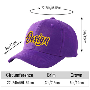 Custom Purple Purple-Gold Curved Eaves Sport Design Baseball Cap