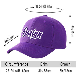 Custom Purple Purple-White Curved Eaves Sport Design Baseball Cap