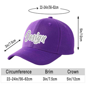 Custom Purple Gray-White Curved Eaves Sport Design Baseball Cap