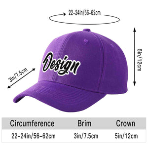 Custom Purple Black-White Curved Eaves Sport Design Baseball Cap