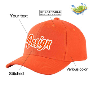 Casquette de baseball incurvée personnalisée orange mandarine-blanc avec avant-toit