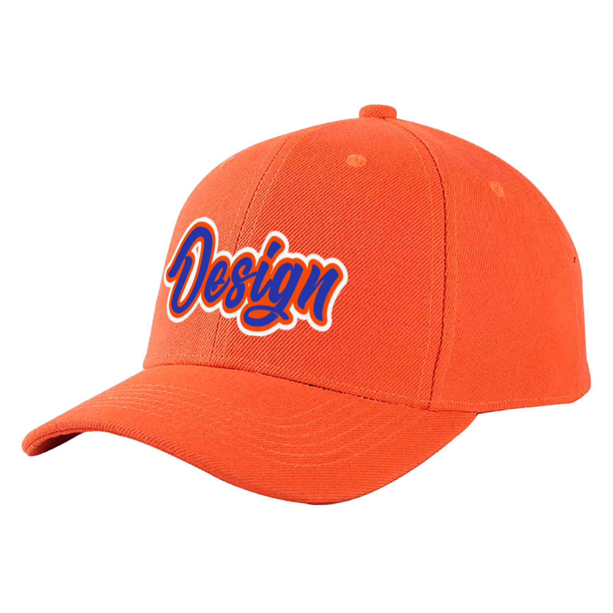 Custom Tangerine Royal-Orange Curved Eaves Sport Design Baseball Cap