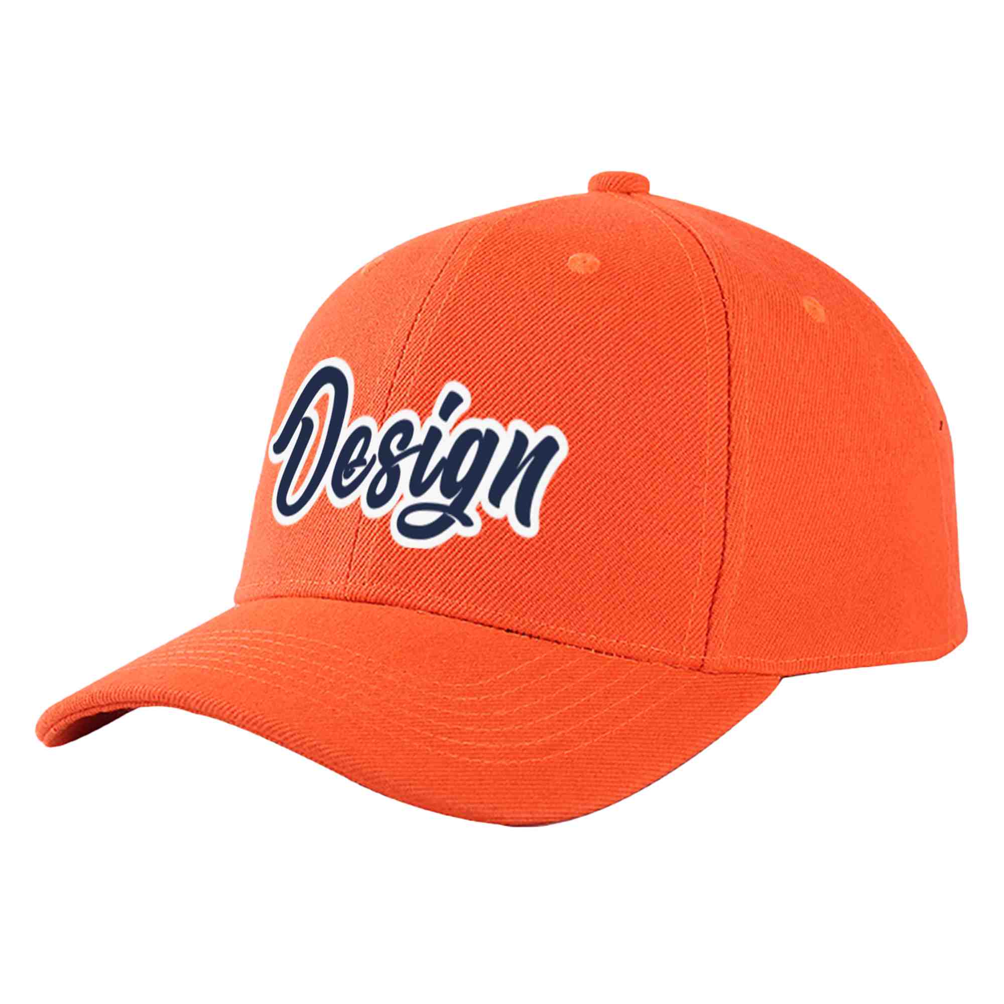 Casquette de baseball personnalisée Tangerine Navy-White Curved Eaves Sport Design