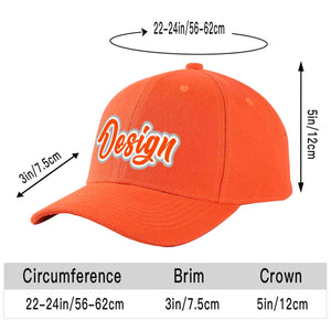 Custom Tangerine Orange-White Curved Eaves Sport Design Baseball Cap