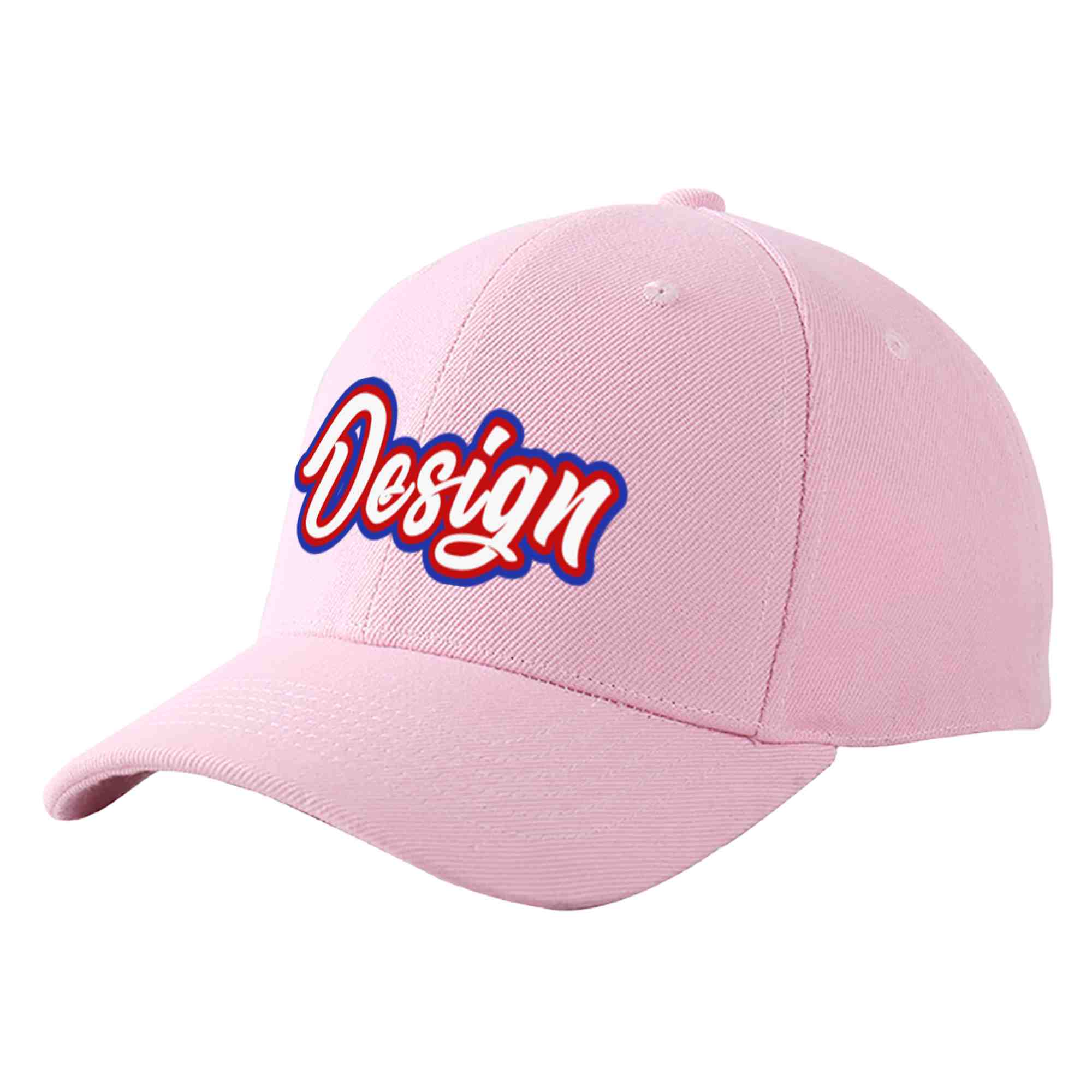 Casquette de baseball personnalisée rose blanc-rouge avec avant-toit incurvé