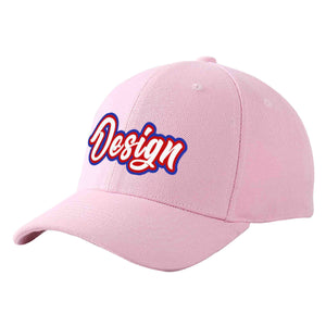 Casquette de baseball personnalisée rose blanc-rouge avec avant-toit incurvé