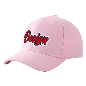 Casquette de baseball personnalisée rose rouge-marine incurvée Eaves Sport Design