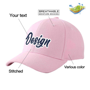 Custom Pink Navy-White Curved Eaves Sport Design Baseball Cap