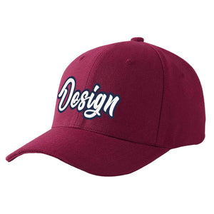 Casquette de baseball incurvée personnalisée, vin rouge, blanc-marine, Eaves Sport Design