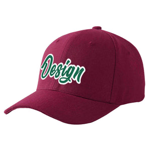 Vin rouge personnalisé Kelly vert-blanc courbé Eaves Sport Design casquette de baseball