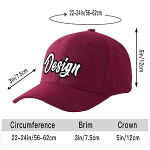 Custom Red Wine White-Black Curved Eaves Sport Design Baseball Cap