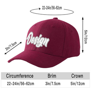 Custom Red Wine White-Gray Curved Eaves Sport Design Baseball Cap